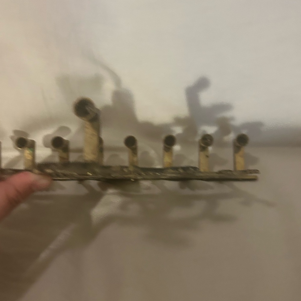 vintage judaica hamsa shapes brass wall mounted menorah Andrea by Sadek - Picture 6 of 10